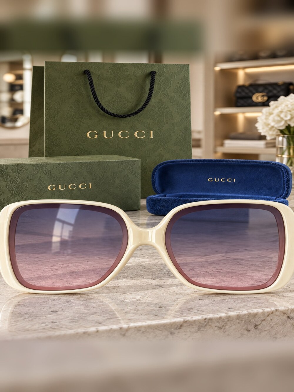Gucci Ivory Purple Gradient Sunglasses - Picture 5 of 6